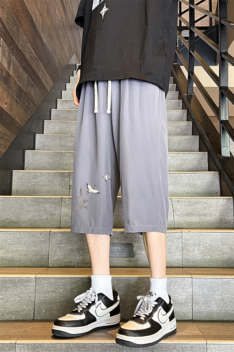 冰丝七分裤男大码速干短裤男五分裤港风风格QK72394-P25,男装休闲裤,电商A040