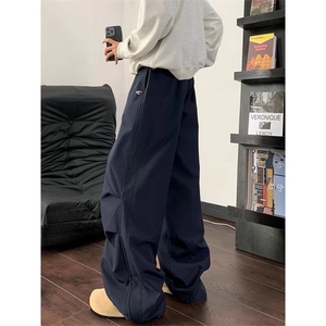 工装阔腿裤秋冬新款加绒加厚高腰宽松显瘦束脚休闲裤常规加绒图片