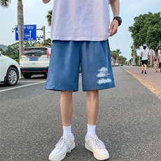 K207P25外景学生青年情侣五分裤宽松潮流百搭港风云朵印花糖果，男装休闲裤，电商A026-1