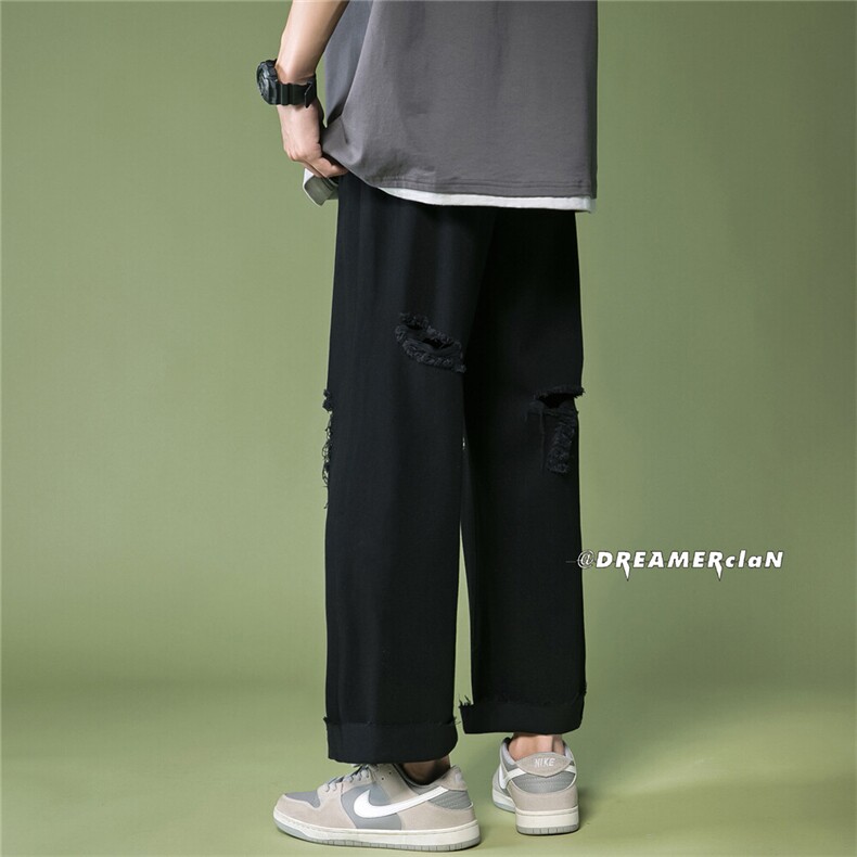 k707-p48-控688M-5XL抖音美式高阶黄泥破洞拉链宽松大码牛仔裤,男装牛仔裤,星座116