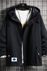 JK41061-P85加棉款-P115纯棉连帽夹克男士大码工装夹克男网格，男装夹克，电商A040A