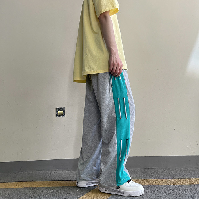 拼接撞色男韩版ins百搭简约慵懒休闲裤青年潮流九分裤K795-P28,男装休闲裤,星座512-2