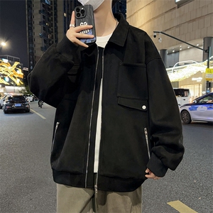秋季大码M-8XL男士休闲翻领鹿皮绒皮衣夹克外套  大码图片