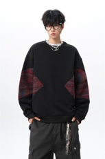 8XL-M春秋季圆领拼接撞色民族风卫衣男新款潮牌上衣服WY005P58，男装民族服装，电商B312