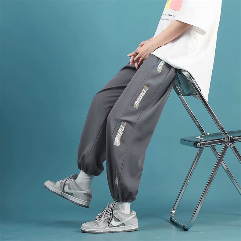 彩虹冰丝裤宽松束脚韩版学生bf风阔腿裤运动裤夏季薄款K2126-p28，男装休闲裤，星座1008-1