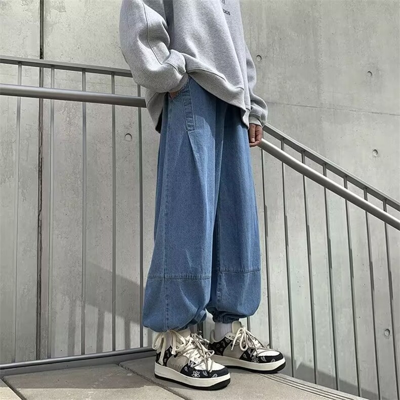 牛仔裤男韩版潮流高街帅气2025冬季季新款ins宽松束脚裤K2928-P45,男装牛仔裤,星座412
