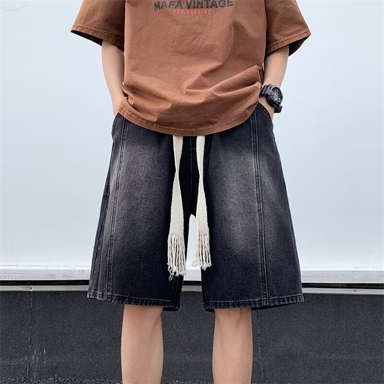 2024夏季新款潮牌ins牛仔裤短裤男宽松直筒五分裤现货K7869-P42,男装牛仔裤,星座512-3