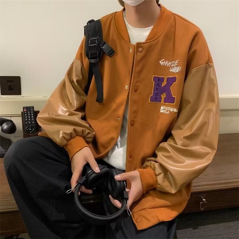 春季新款毛呢拼皮男外套夹克TWT18P60,男装夹克,星座1116-2