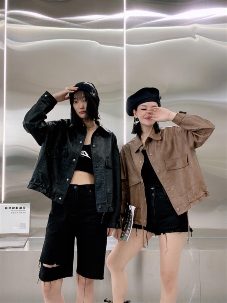 皮衣外套，女装皮衣，美惠百合