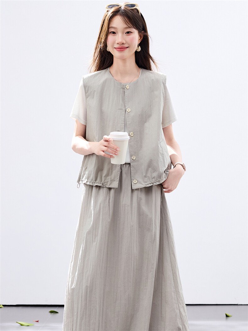 现货2026夏装新款女神时尚三件套套装,女装套装/套裙,木子恋