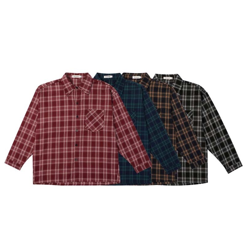 长常款磨毛格子长袖衬衫009-P55，男装衬衫，星座702-1