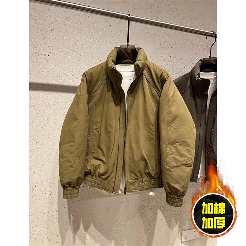 现货美式高街休闲棉衣夹克三防立领纯色户外工装加厚棉服外套图片