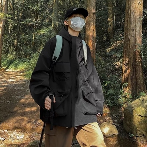 日系cityboy印花情侣冲锋衣夹克男秋季潮牌山系连帽外套图片