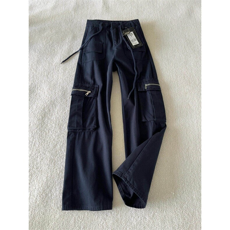 春季新款港风日系复古多口袋拉链工装休闲裤男长裤ins ZK3890-P48图片