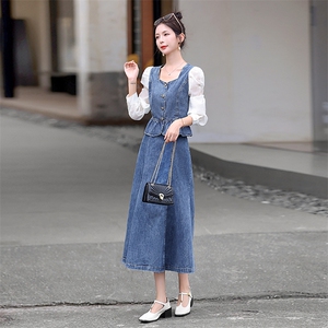 牛仔裙女2025春秋新款法式气质高端小香风显瘦衬衫裙子图片