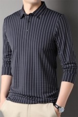 BO8617钱塘2020-3秋装新款商务休闲简约中年男士长袖T恤P64，男装T恤，钱塘207-3