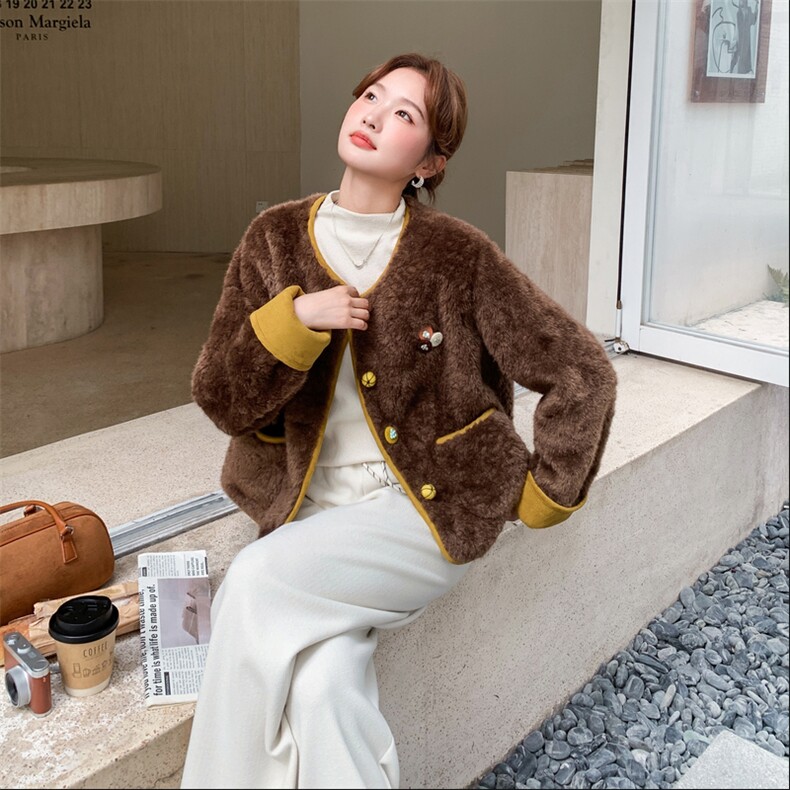 210-3287-P175-K258小香风皮毛一体外套2025年冬季，女装短外套，浙宝210（原浙宝191）