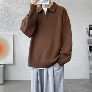8XL-M翻领毛衣大码轻熟风复古纯色休闲上衣针织打底衫MY1510/P68图片