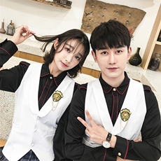 Q8787*2021情侣男女款学院英式短款马甲工作服餐厅营业员马甲P50，男装背心/马甲，星座717A
