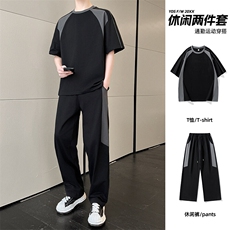 短袖t恤男士夏季ins潮牌帅气百搭运动套装休闲搭配一套上衣服，男装T恤，星座1206（原A206）