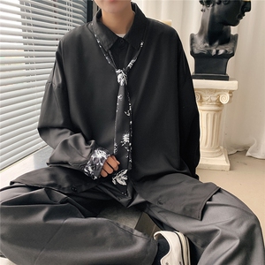 秋季港风青春流行休闲大码宽松长袖衬衫男衬衣CS7974P45控68图片