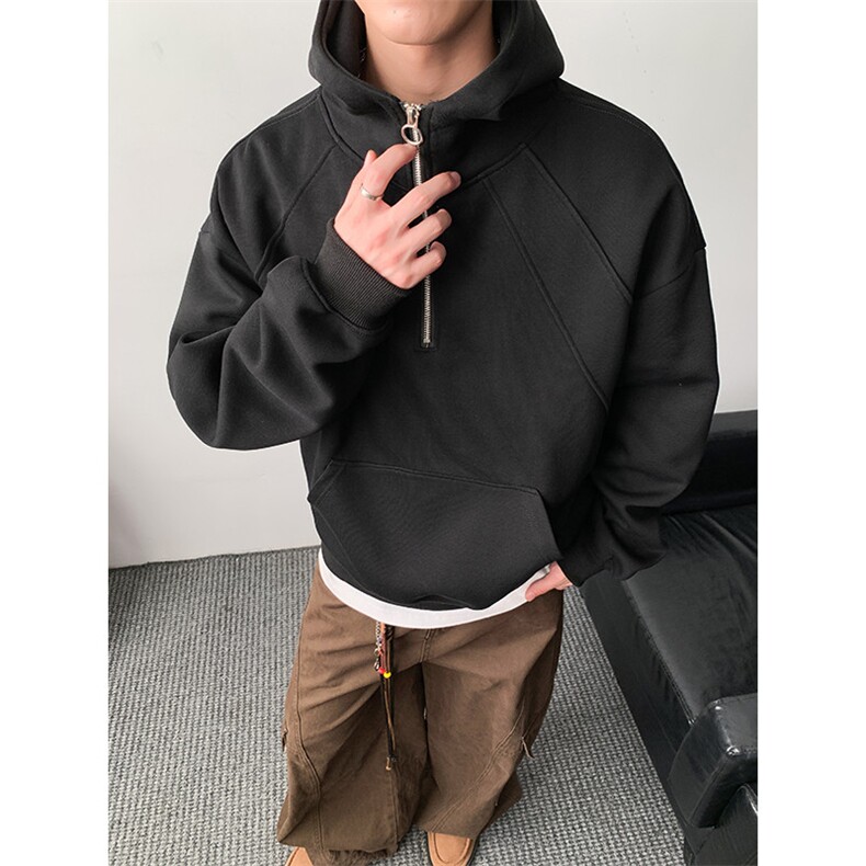 重磅无帽绳500克拉链连帽卫衣硬挺加绒奥粒绒RH5337JR-P63,男装卫衣,星座610B-1