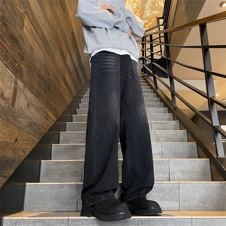 高街牛仔裤男士韩版潮流帅气百搭直筒2024冬季ins长裤RK2328-P45，男装牛仔裤，星座412-3