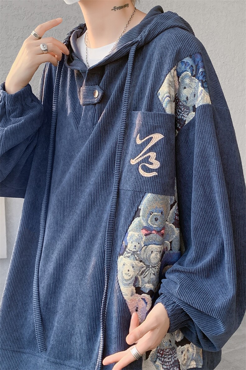 现货WY10066-特P45控68夏季新款抖音高品质百搭小熊连帽卫衣,男装卫衣,电商A059