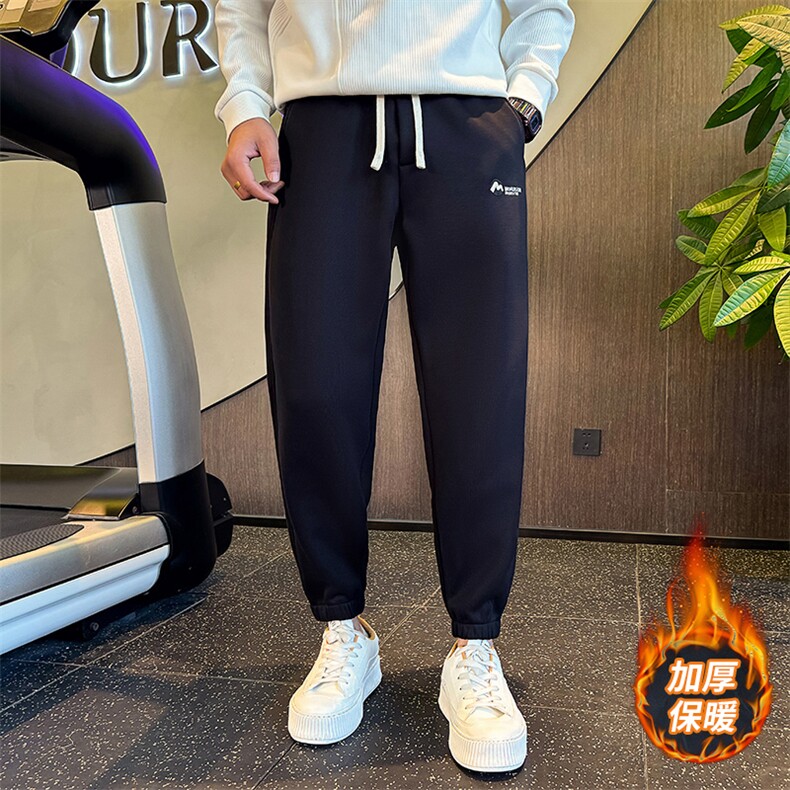 纯色加绒加厚冬款卫裤冬季运动男士潮牌束脚休闲裤C208-6793-P58图片