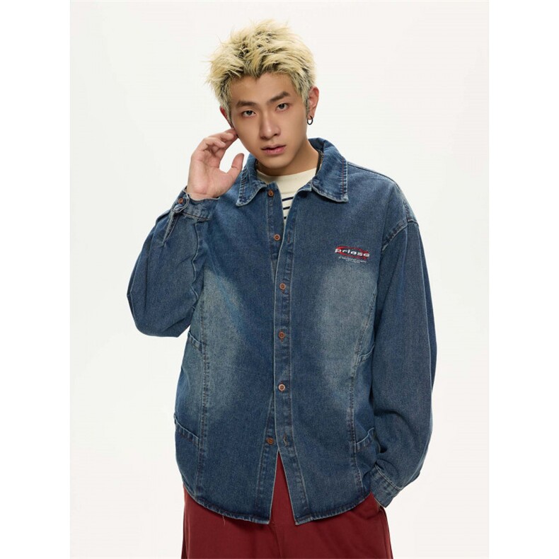 牛仔衬衫男生春秋款港风休闲潮流青少年夹克外套男装JK4051-P63,男装夹克,星座308B-2