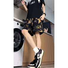 夏季花纹短裤男吸汗透气潮牌宽松休闲运动五分时尚裤子DK0023P25，男装牛仔裤，电商A128