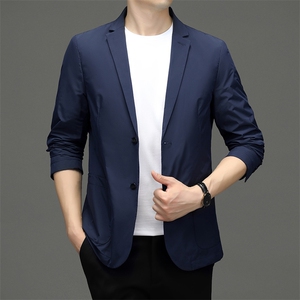 2023新款男士西服长袖薄款男中年商务休闲时尚百搭男装上衣外套图片
