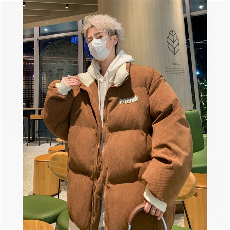 潮牌加厚宽松立领棉衣外套冬季美式复古灯芯绒棉袄男W7982-P78,男装棉衣,星座512-4