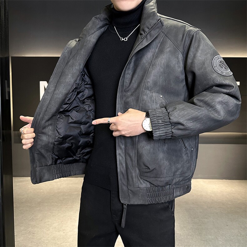 M-3XL28996-P245标50绒冬季保暖立领皮羽绒控券后价338,男装棉衣,电商B321-1