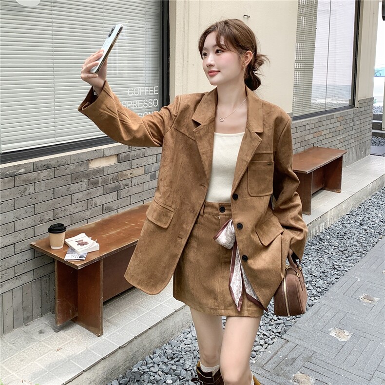 新款现货主推麂皮西装送围巾套装P185-K248,女装套装/套裙,2C299