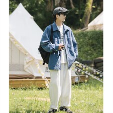 2023秋潮流灯芯绒cityboy拉链外套男休闲大码翻领夹克J25019-P85，男装夹克，电商A082