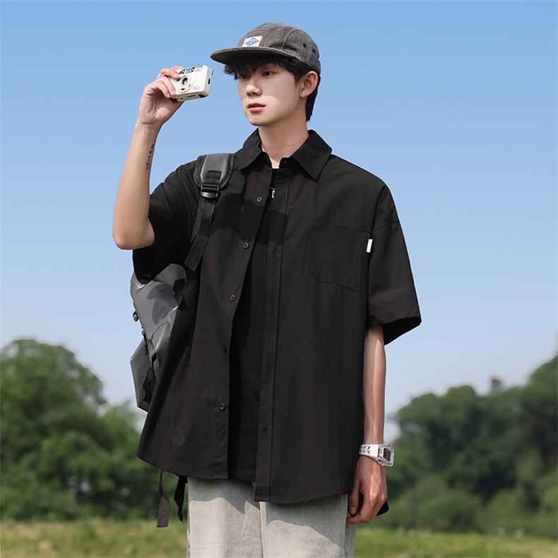 衬衫男士短袖韩版潮流日系帅气百搭2024新款ins宽松外套CY798-P30,男装衬衫,星座412-2