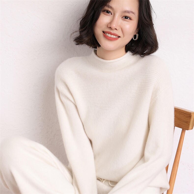 羊绒衫女半高领宽松毛衣百搭时尚针织打底衫图片