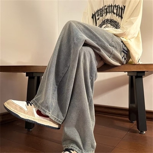 美式hiphop裤子男生vibe高街微喇叭牛仔裤直筒拖地裤潮N3081-p43图片