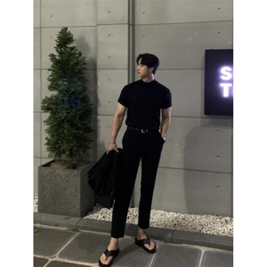 韩系男友性张力穿搭短袖男夏季圆领半袖DX050特P30图片