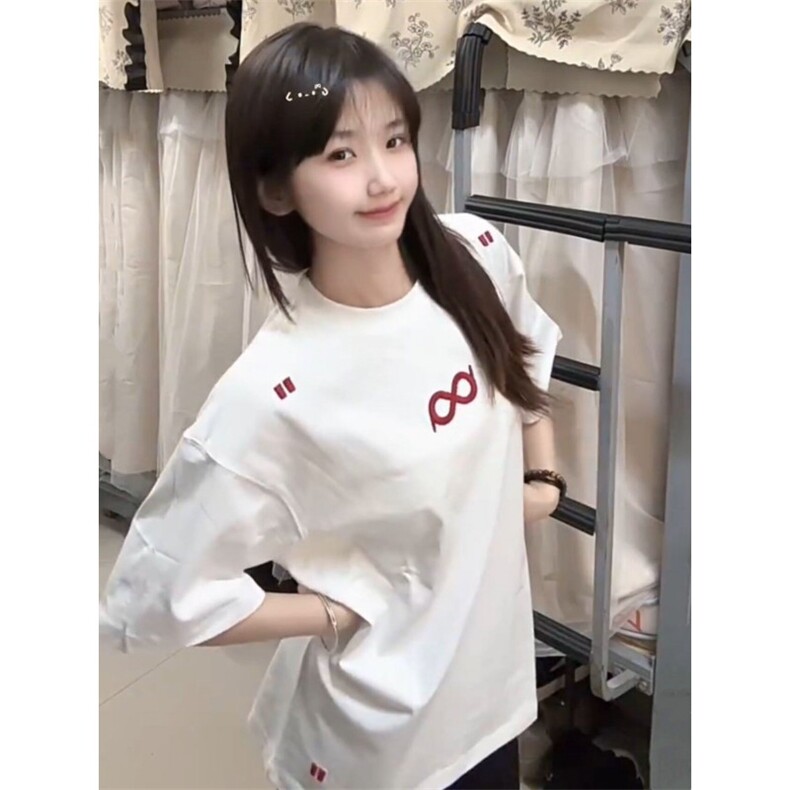 H0863-P35推荐#全刺绣休闲宽松短袖情侣款短袖T恤,女装T恤,星座617A-2