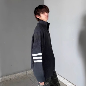 重磅秋冬北极绒开衫毛衣美式复古休闲慵懒风男女立领针织衫外套图片