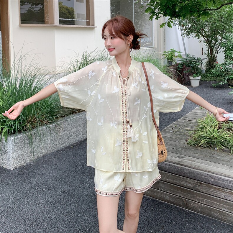 现货主推重工艺刺绣女夏新款休闲减龄穿搭两件套A2601-139-K218,女装套装/套裙,美静678