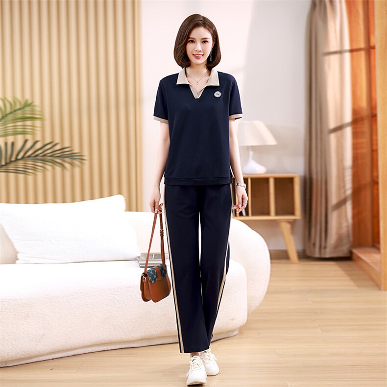 2024夏装新款休闲气质新款短袖卫衣套装，女装套装/套裙，鑫鑫格