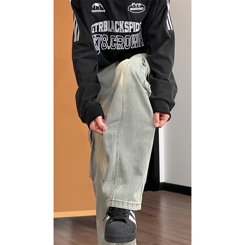 现货美式高街痞帅微喇裤子男斜切多口袋工装裤-A2188TP55控88,男装工装外套,电商B241