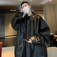 A812-P66秋季皮衣外套男款美式潮牌翻领宽松pu皮拼接机车服夹克，男装夹克，星座512-6