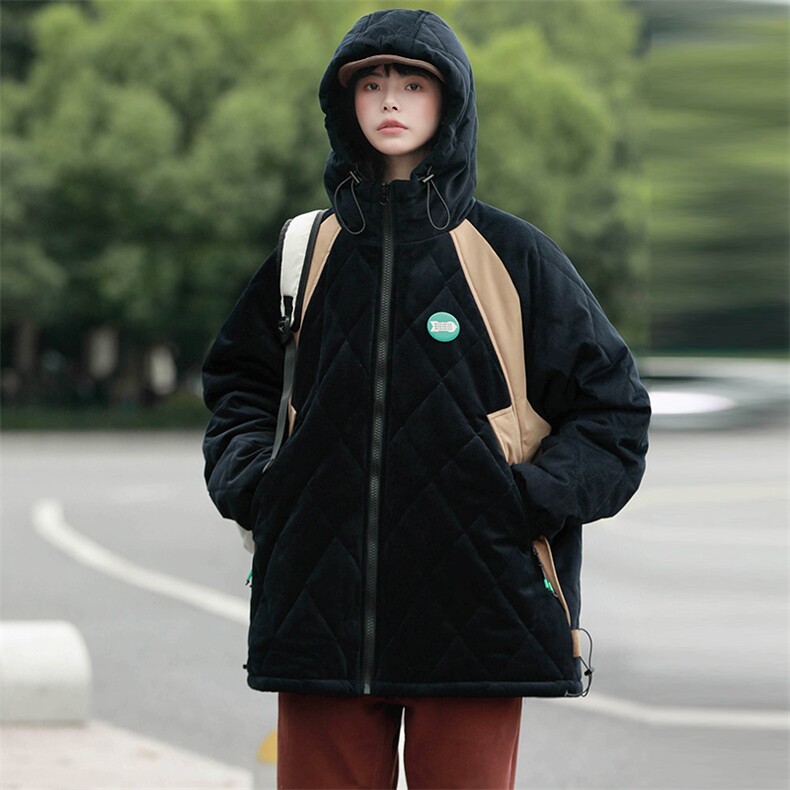 冬上新加棉加厚棉服中性个性连帽棉衣外套男女 8330-P115控价158图片