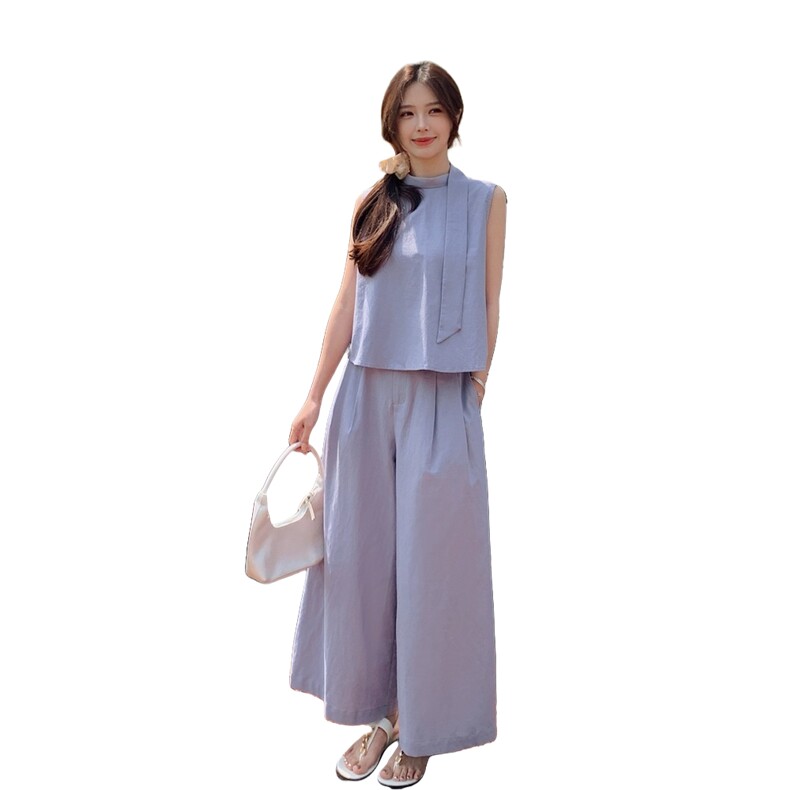 夏装新款韩系减龄时尚无袖上衣＋阔腿裤套装2C135-8809P145K218,女装套装/套裙,2C135
