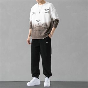 男士运动休闲套装2021新款韩版潮流秋季渐变卫衣两件套DF156TP90图片