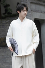 中古风潮重磅空气绒风治愈禅意加厚宽松大码衬衣外套C3461，男装衬衫，星座305A（原312A-1）